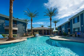 Four sparkling pools with outdoors spa
